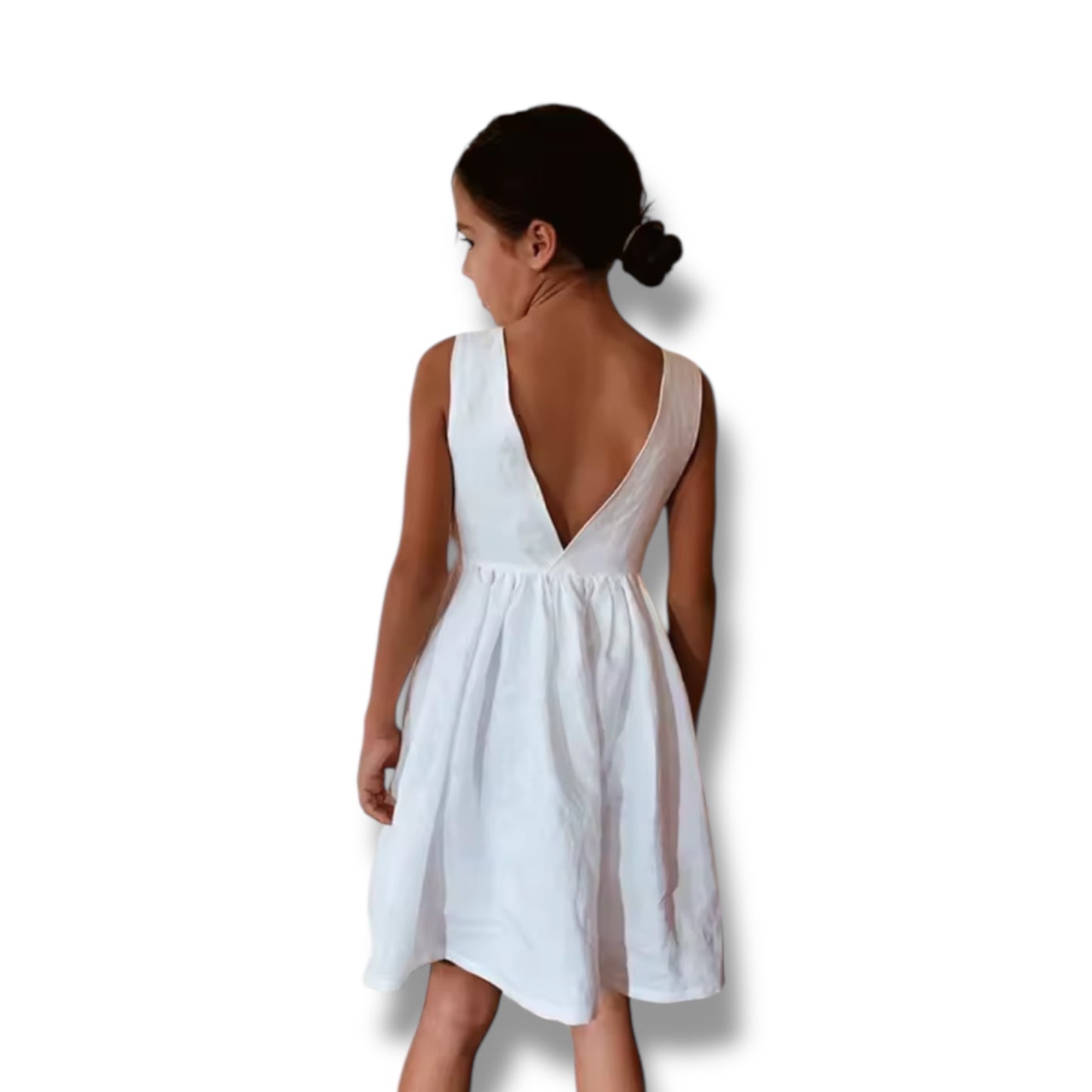 Linen V-Back Dress
