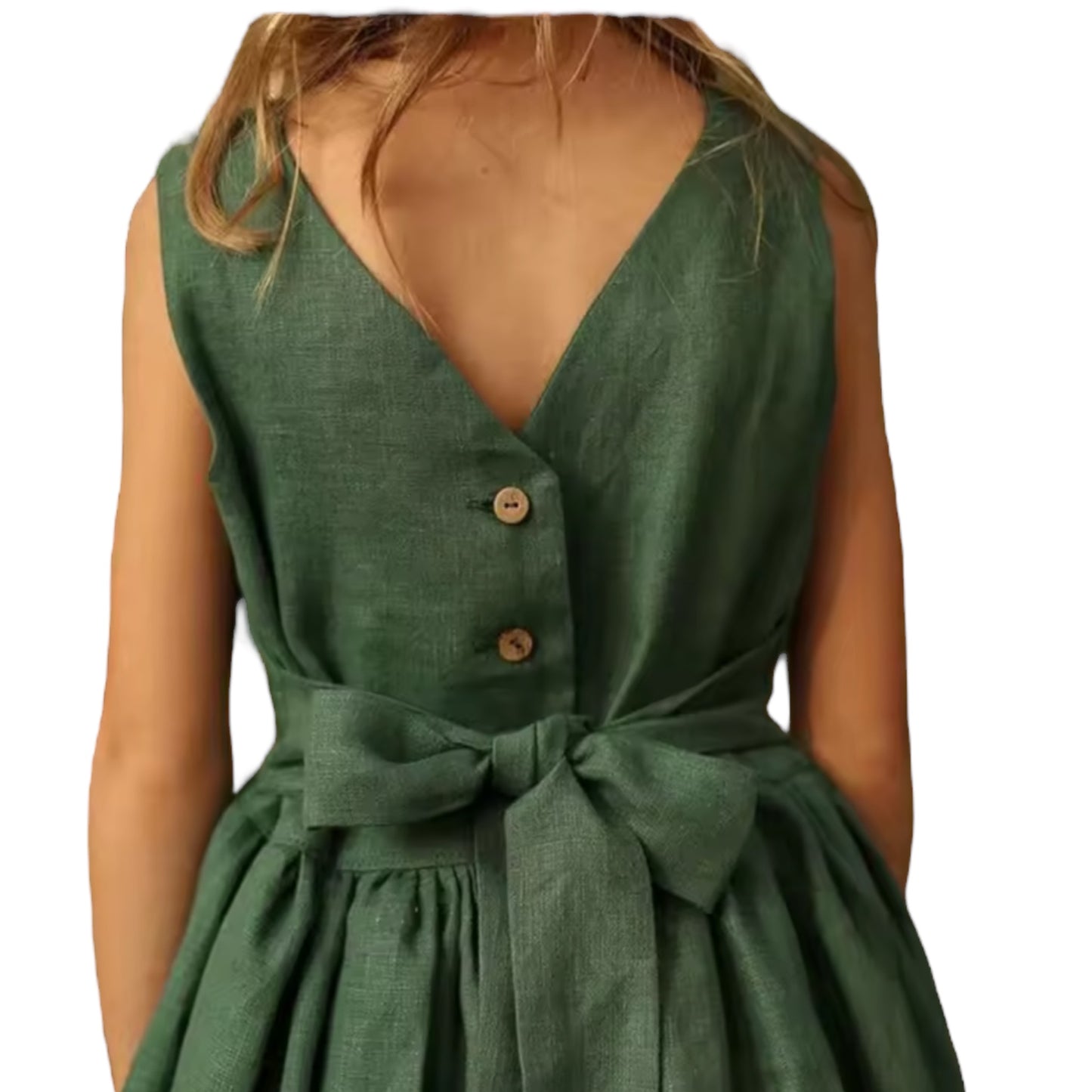 Linen V-Back Dress