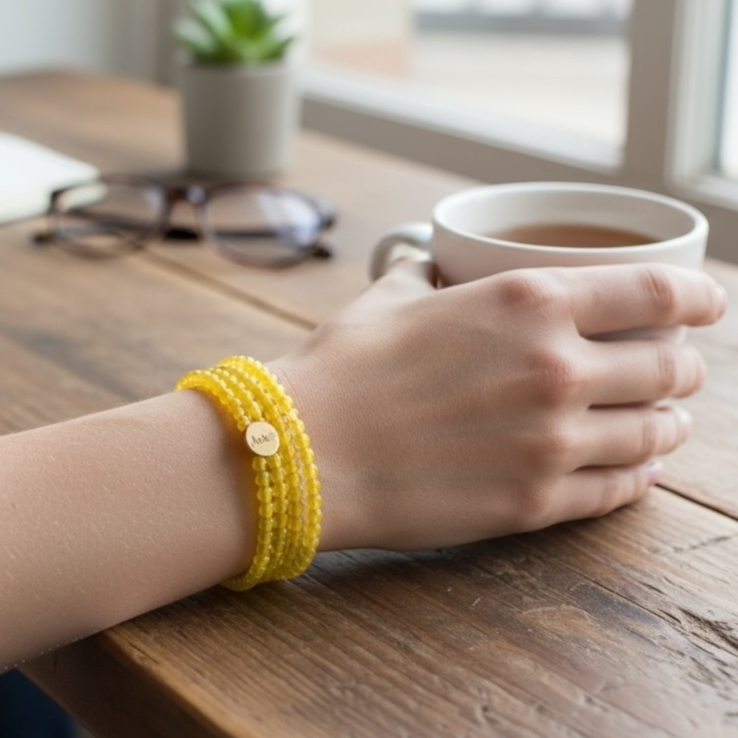 Yellow Agate Bracelet (4mm)