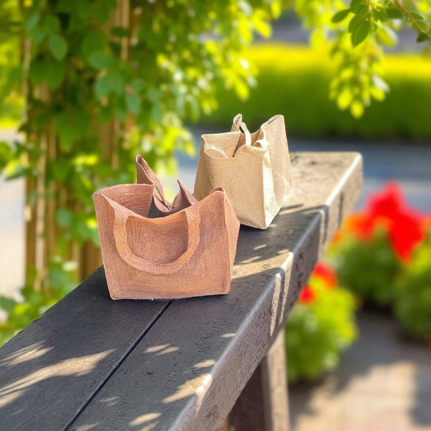 Raffia Shoulder Bag Square Shape