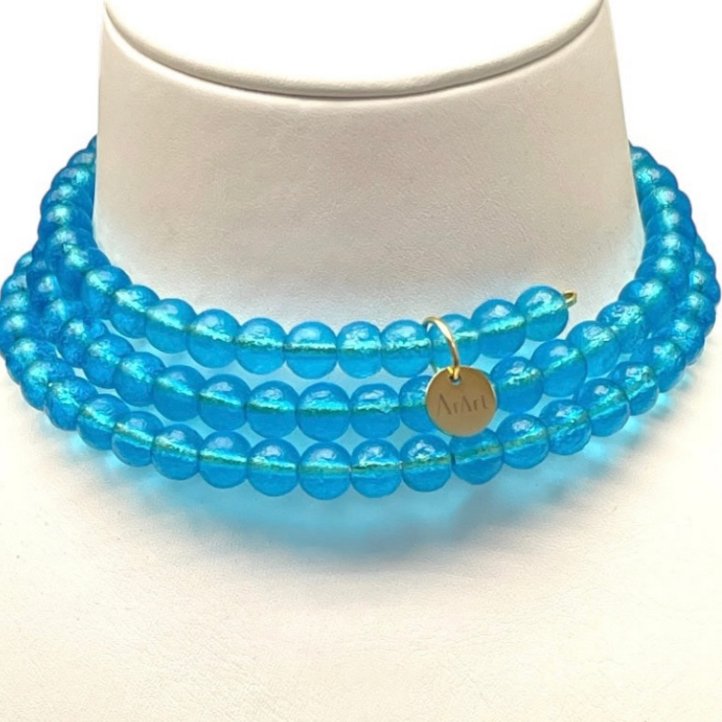 Aqua Blue Glass Necklace