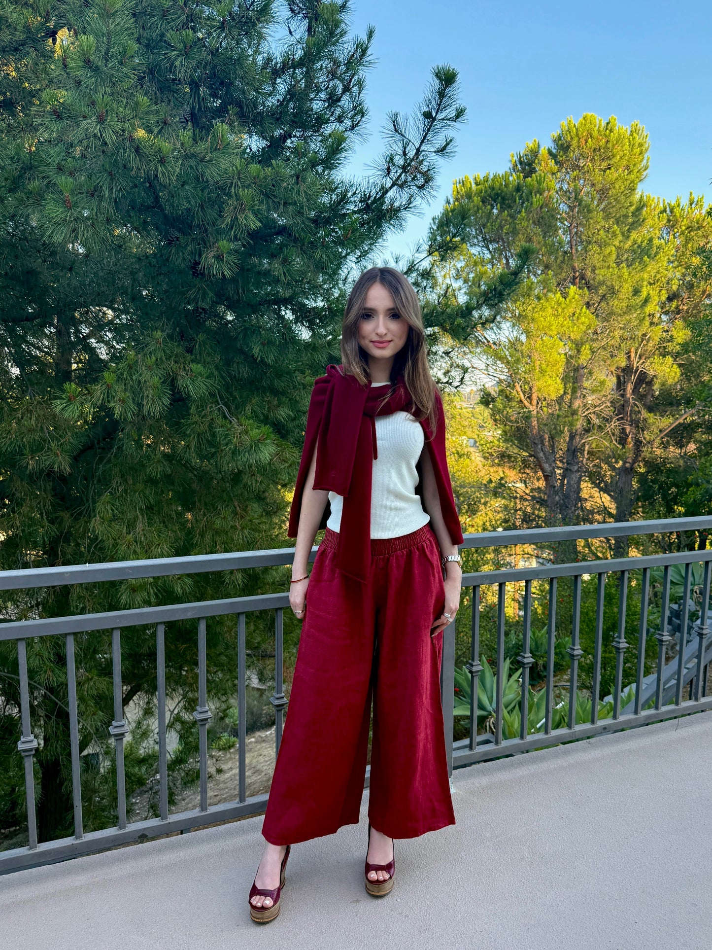 Loose Fit Wide Leg Linen Pants