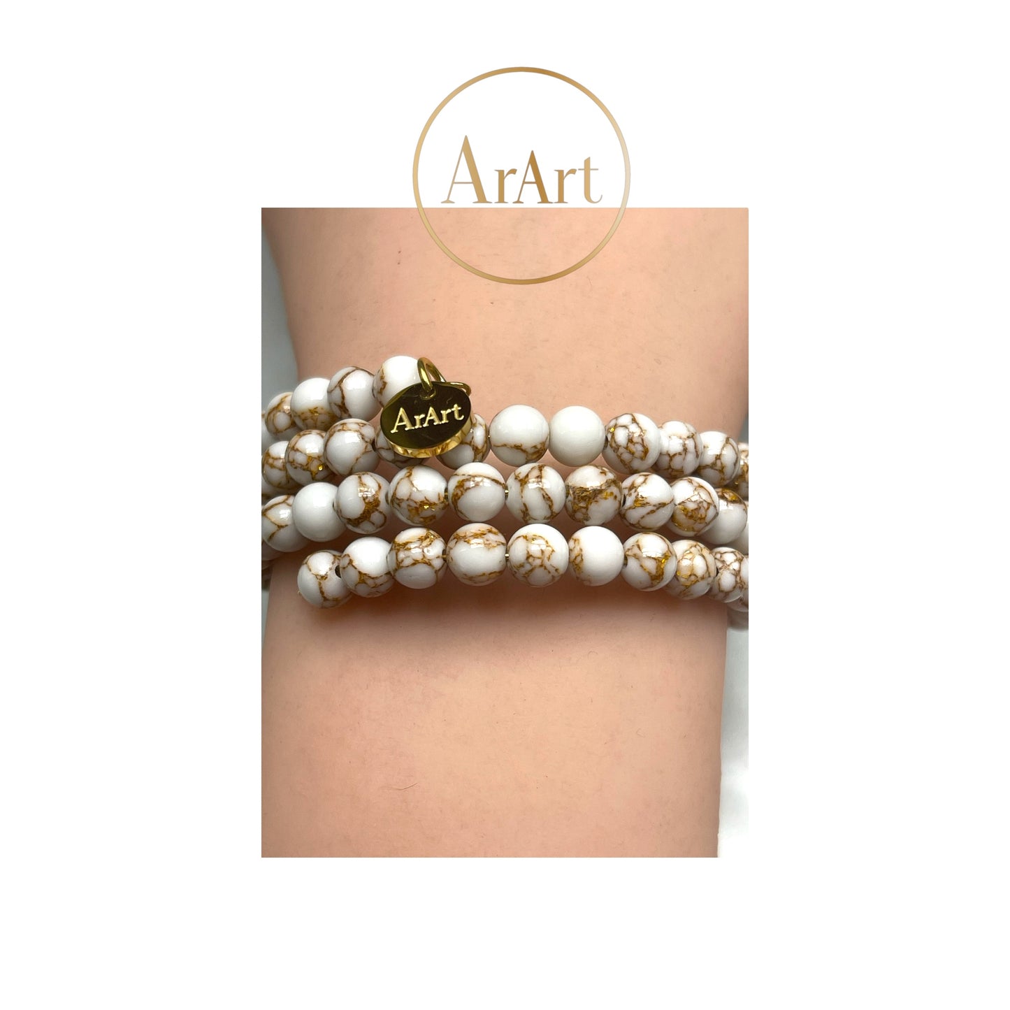 Gold Line Howlite  Bracelet