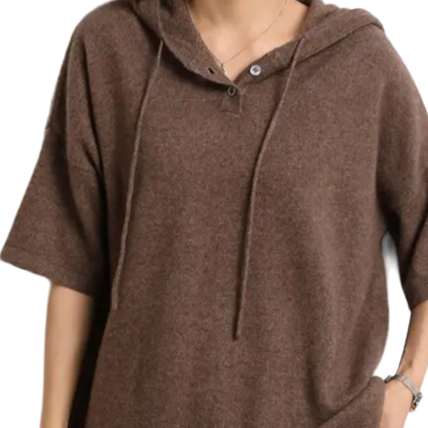 Short Sleeve Knitted Hoodie