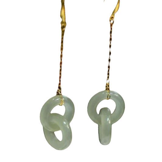 Green Jade Interlocking  Earrings