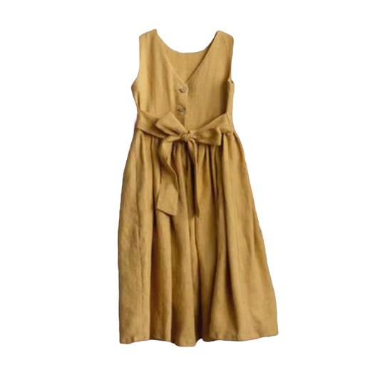 Linen V-Back Dress