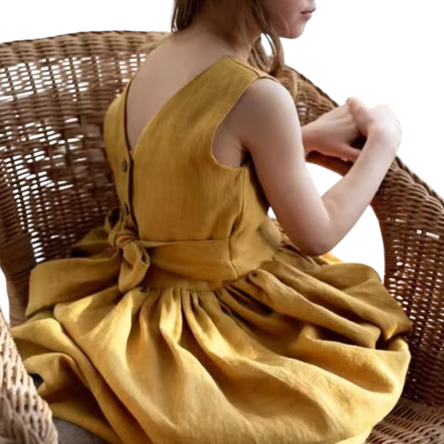 Linen V-Back Dress