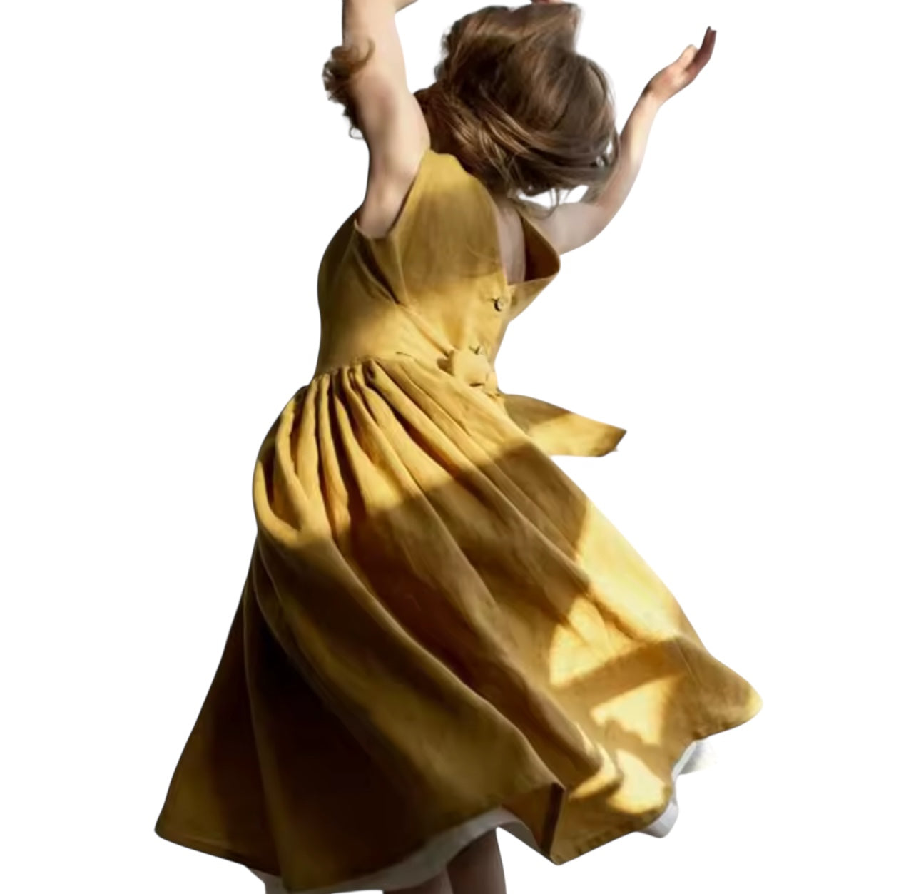 Linen V-Back Dress