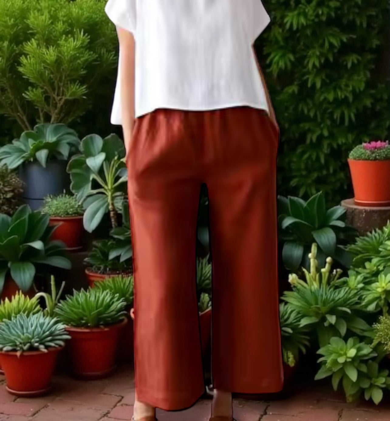 Loose Fit Wide Leg Linen Pants