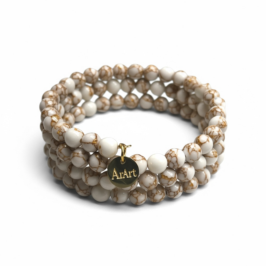 Gold Line Howlite  Bracelet
