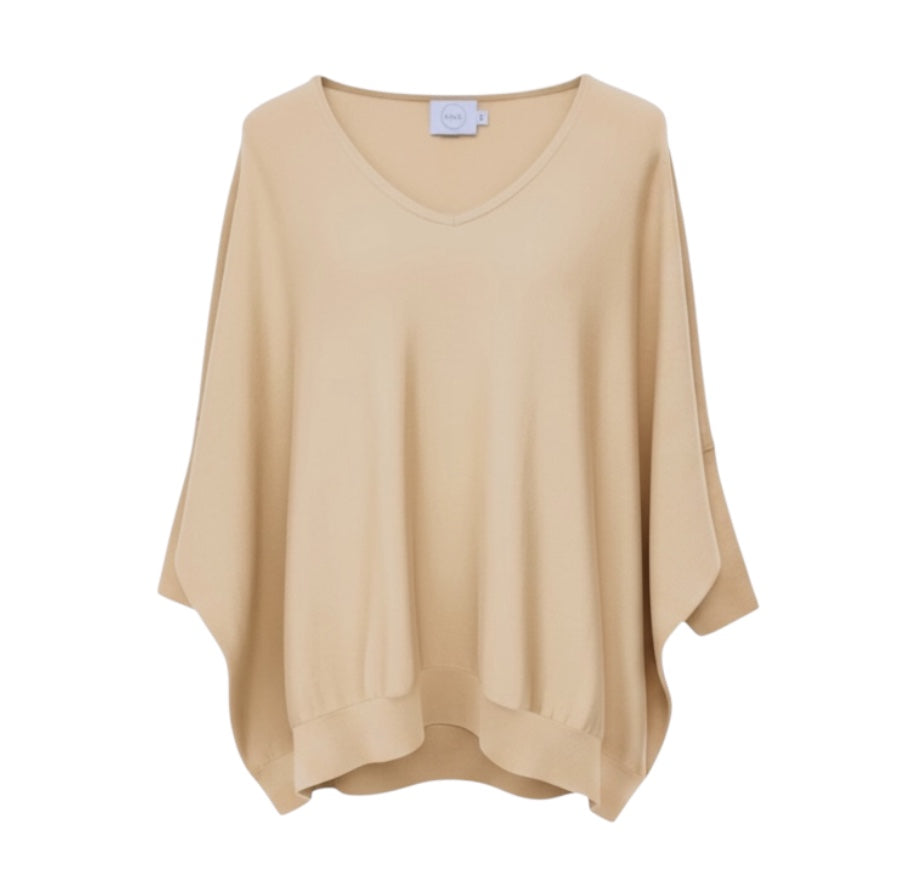 Silk/Cashmere V-Neck Batwing Top