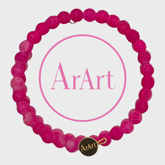 Pink Agate Bracelet, 3 loops